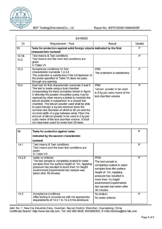 6.微功耗管网液位、流量监控智能终端IP68防护等级检测报告