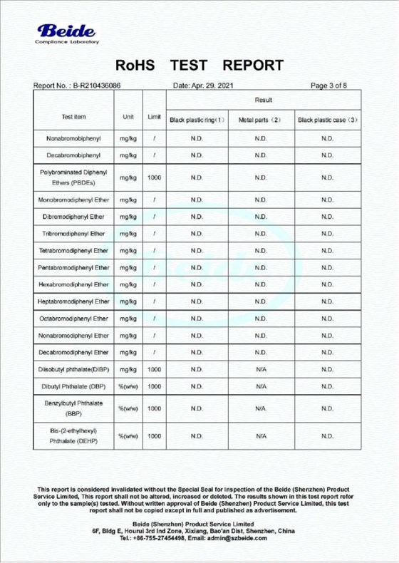 3.数字式传感器RoHS无铅认证检测报告